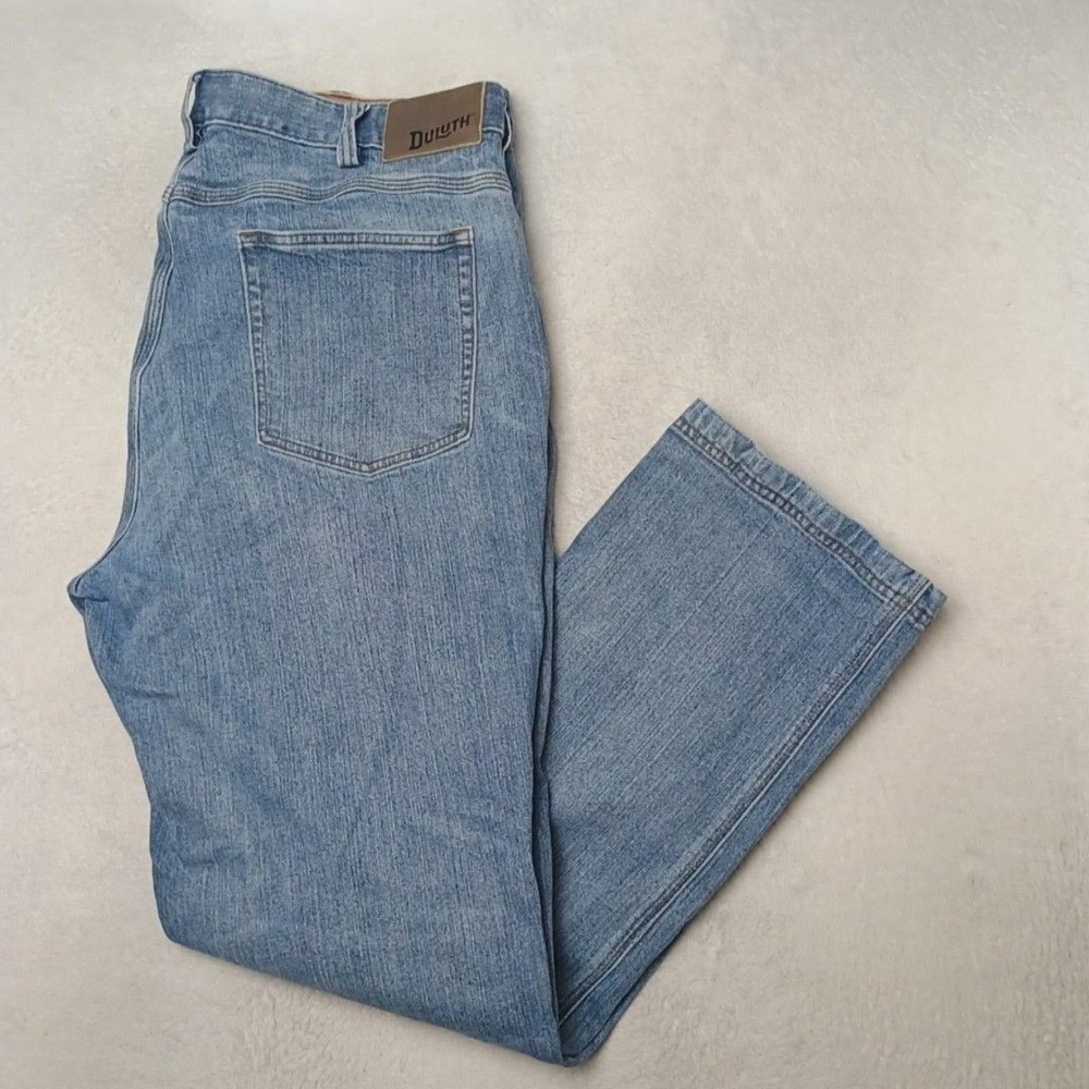 Duluth Jeans Mens 40x32 Blue Flex Ballroom Relaxed Straight Stretch 5-Pocket Zip